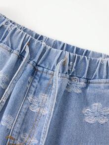 GlowEve Women's Casual Washed Jacquard Denim Jeans - Light Wash - View 5