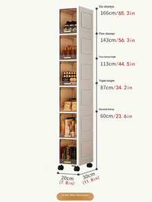 1个20厘米/7.8英寸窄缝储物柜，3-5层翻盖储物柜，加厚塑料滚动储物柜，多层储物柜，适用于客厅、衣物、家居防尘置物架 - 無色 - 查看 11