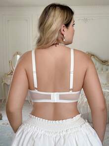 Crystal Vow Sujetador con aros bordado sexy de talla grande - Blanco - Ver 3