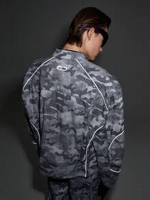 NEON BLANC 男士宽松字母印花街头梭织夹克，长袖，秋冬装 - 黑與白 - 查看 2