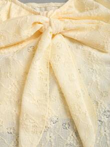 Sweetra New Spring/Summer Wide Strap Bow Textured Fabric Top, Sweet & Fashionable, Suitable For Daily Wear - Yellow - View 3