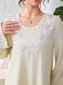 Al Najma Đầm xòe lãng mạn thêu tinh tế dành cho nữ - Màu be - Xem 4