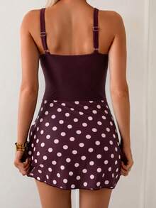 Swim Vcay Bộ jumpsuit thời trang nữ đi nghỉ mát với họa tiết chấm bi và thiết kế buộc dây. - Nhiều màu - Xem 2