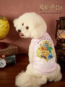 PETSIN HARRY POTTER X 1件魔法学院标志宠物背心粉色透气速干柔软透气学院风宠物服装 - 粉色 - 查看 2