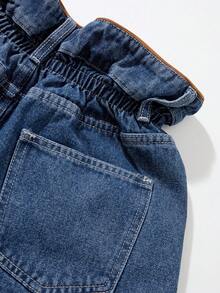 EMERY ROSE Plus Size Cuffed Denim Shorts, Summer - Dark Wash - View 4