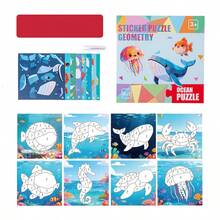 MINKOJA Sticker Puzzle Geometry Set, 3D DIY Sticker Art Kit For Kids, Featuring Animal, Dinosaur, Ocean, Traffic, Fairy Tale & Fruit Themes, Fun Hands-On Puzzle Toy For Home Play & Gifts - Multicolor - View 13