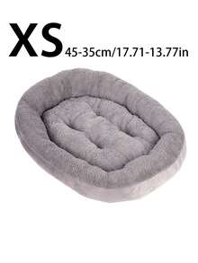 1 chiếc đệm ngủ tròn bằng vải nhung mềm mại dành cho thú cưng nhỏ/vừa, dày dặn, ấm áp, màu xám đậm, đệm ngủ mềm mại cho mèo/chó. - Màu xám đen - Xem 13