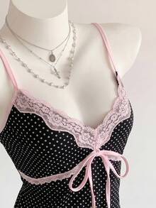 Comfortcana Áo hai dây ren chấm bi mùa hè dành cho nữ, thích hợp cho kỳ nghỉ, phong cách thường ngày Mỹ, Ngày Valentine, lễ hội, thư giãn tại nhà, đi biển, kỳ nghỉ hè và các dịp khác. Kỳ nghỉ xuân, mùa tốt nghiệp, tiệc cưới, kỳ nghỉ thư giãn thanh lịch, kỳ nghỉ biển, kỳ nghỉ hè, áo hai dây chấm bi đen lưới gợi cảm kiểu retro dễ thương, áo chấm bi, áo dễ thương, áo chấm bi. - Nhiều màu - Xem 7
