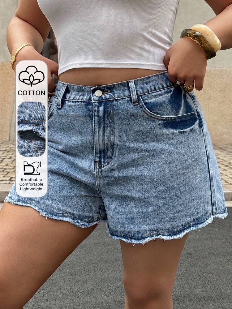 Dazy Plus Summer New Loose Casual Vacation Style Plus Size Women Versatile Denim Shorts