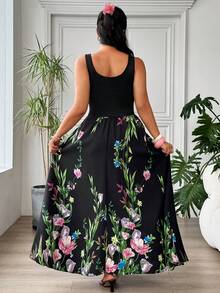 SHEIN EZwear 黑色休闲加大码女式连衣裙 - 彩色 - 查看 2