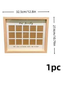Haus Hana 1Pc Multi-Hole Photo Frame, Natural Wood Material, Long Strip Design With Multiple Slots, Holds 2-Inch ID Photos & Keepsakes, For Family Memory Display, Ideal For Home Wall Decoration And Souvenir Organization - multicolor - View 9