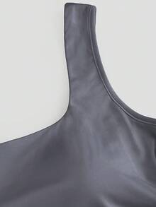 Sweetra 女式纯色简约休闲修身背心 - 灰色 - 查看 7