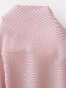 Doze Lane Conjunto de pijama de manga corta con encaje acanalado para mujer de talla grande - Rosa - Ver 7