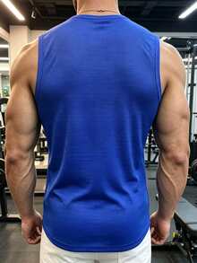 Manfinity Dauomo 男士休闲纯色背心，夏季 - 藍色 - 查看 2