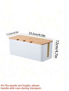 Cutie mare pentru organizarea cablurilor – Organizator de cabluri în stil lemn și capac pentru cabluri TV, computer, hub USB și prelungitor de sub birou – Material ABS - Multicolor - Vizualizare 17