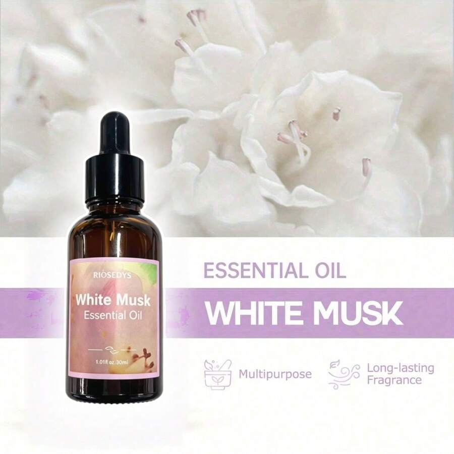 1PC/30ML White Musk Essential Oil - , Natural Fragrance For Humidifiers, Diffusers, Candles & Crystals, Perfect For Christmas & Halloween, Essential Oils - White Musk - View 1