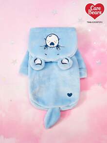 Care Bears X PETSIN 1件猫/狗通用服装，蓝色心形小熊刺绣宠物角色扮演服，3D尾巴绒面连帽卫衣，秋冬加厚保暖套头衫 - 藍色 - 查看 2