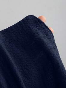 Sweetra Women's Sexy Crop Top With Ruched Detail And Slit - Navy Blue - View 5