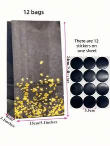 24个可重复使用的纸质礼品袋套装，玫瑰金心形设计，12个袋子，12张贴纸，适用于派对、婚礼、新娘送礼会、生日礼物包装用品 - 多色 - 查看 13