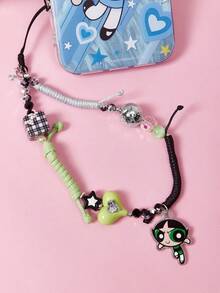 THE POWERPUFF GIRLS X SHEIN 时尚可爱卡通狗亚克力手工串珠手机链手机挂绳手机吊坠 - 彩色 - 查看 4