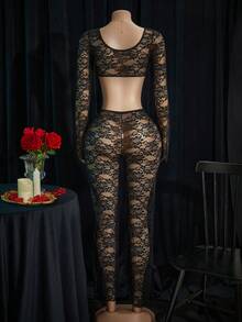 SpicyHot 2件組女性性感內衣套裝，女性性感內衣，成人、蜜月、火辣、約會之夜、內衣、蕾絲性感內衣、性感服裝 - 黑色 - 查看 2