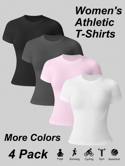 Seamluxe SHEIN Sport Leisure Solid Raglan Sleeve Sports Tee