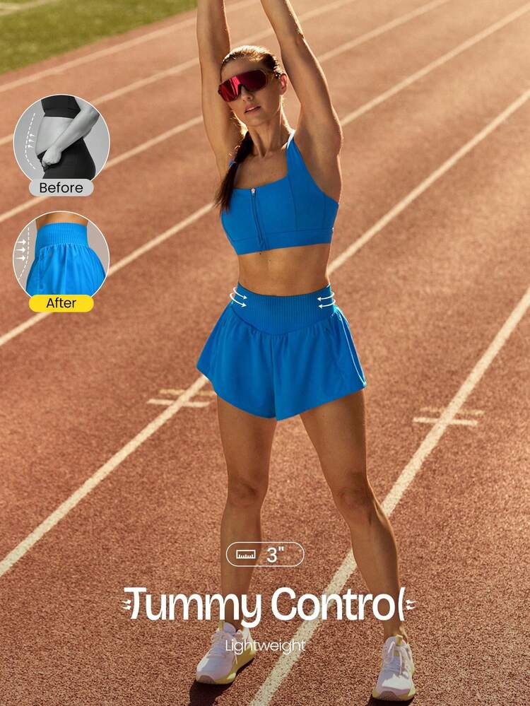 3'' VitalSwift Miles Ahead Lightweight Quick-Dry Stretchy Odor Control Seamless Fold-Over Waist Shorts Training Tennis Running Workout Gym Wear