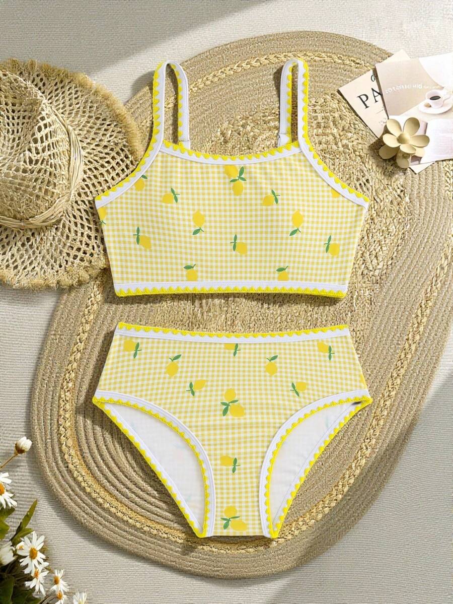 SHEIN Girls' White Bikini 2 Pieces Set Pool Party Summer Cute - Multicolor - View 1