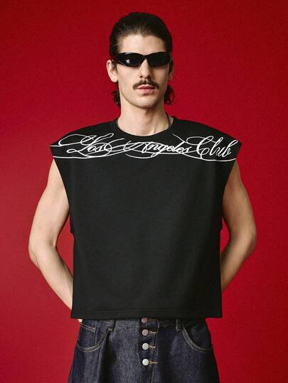STYNVO Áo tank top ngắn ôm dáng in chữ dành cho nam, chất liệu thoải mái, phù hợp cho mặc hàng ngày vào mùa xuân/hè, đi nghỉ mát, du lịch và chụp ảnh.