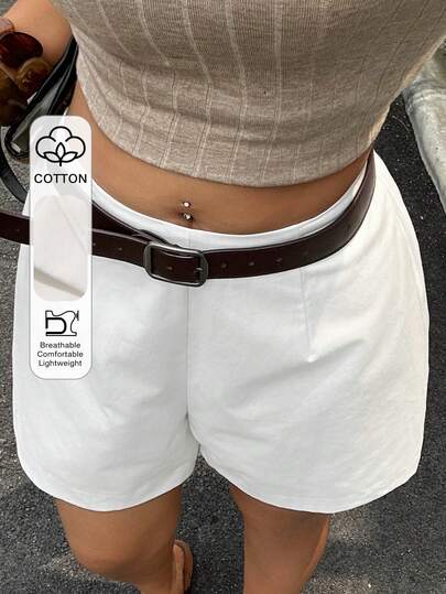 Dazy Plus Quần short nữ mùa hè mới, kiểu dáng rộng rãi, thoải mái, thích hợp cho kỳ nghỉ biển, quần short trắng cỡ lớn.