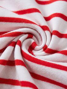 SHEIN Tween Girls' Summer Casual Striped Ruffle T-Shirt And Shorts Set - Red - View 6