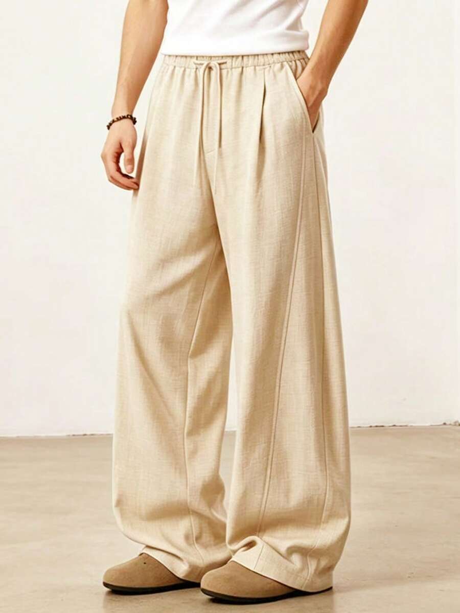 Manfinity Roghcode Men's Casual Versatile Solid Color Pants - Khaki - View 1