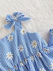 Cozy Pixies Bộ đồ 2 món cho bé gái: Áo yếm và quần cạp chun họa tiết hoa nhí. - Màu xanh bụi bặm - Xem 9