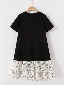 SHEIN Tween Girls' Casual Everyday Comfortable Color Block Patchwork Dress - Multicolor - View 5