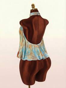 Amplova 2026 New Arrival Asymmetrical Oil Painting Pattern Women Tank Top, Summer - Yellow - View 2