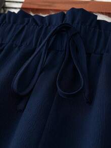 SHEIN Tall CURVE Pantalones sueltos de unicolor de talla grande - Azul Marino - Ver 4