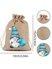 Sacos de presente com cordão de Natal, Sacos de embalagem de Natal de linho e juta, Sacos de embalagem de linho de duende de Natal, Sacos de linho de Natal reutilizáveis, adequados para presentes de festa de feriado, muito adequados para pequenos sacos de presente de Natal para suprimentos de festa de Natal e Ano Novo, embrulho de lembrancinhas ou presentes para amigos e colegas de trabalho, decorações caseiras de Natal DIY - Multicolorido - Visão 6