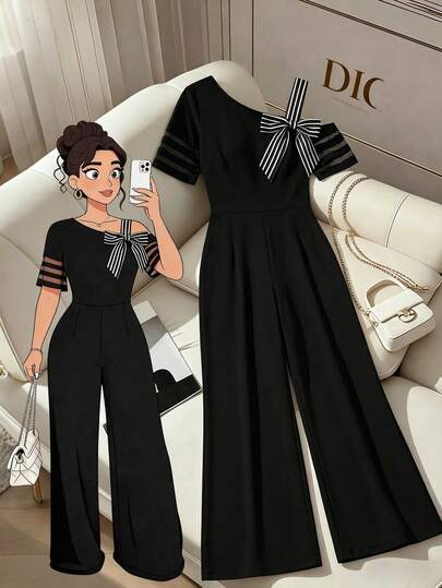 SHEIN Elenzya Bộ áo liền quần nữ cỡ lớn, màu trơn, tối giản, đa năng, kiểu dáng thường ngày.