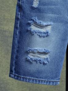 SHEIN Tween Boys' Distressed Denim Shorts - Multicolor - View 4