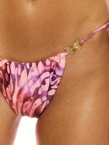 Musera Resort Quần bikini buộc dây bên hông in họa tiết cánh bướm, đính hình bướm màu đồng, chỉ có phần quần, kiểu dáng gợi cảm, nữ tính, thích hợp cho mùa hè, xuân, đi chơi ở Ibiza, kỳ nghỉ, lễ hội, phong cách mộng mơ. - Nhiều màu - Xem 6