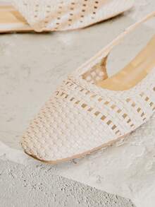 SHUZIA Ladies Elegant Crochet Woven PU Slingback Mules - Beige - View 6