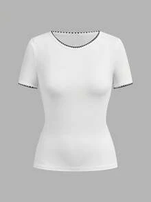 SHEIN EZwear 3件套女士休闲舒适撞色T恤，时尚 - 彩色 - 查看 6