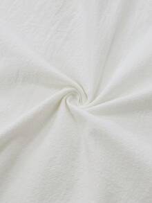 EMERY ROSE Conjunto de 2 piezas de blusa con escote en V y hombros descubiertos y pantalones de algodón para mujer - Blanco - Ver 5