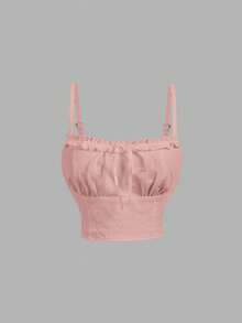 SHEIN MOD 女士度假休闲纯色吊带背心和迷你裙两件套 - 粉色 - 查看 8