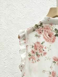 Franclia Áo kiểu nữ bằng vải chiffon chấm bi đen, kiểu dáng thanh lịch lãng mạn với đường viền xếp ly. - Màu be - Xem 4