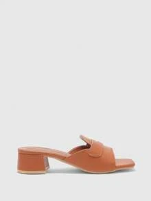 CUCCOO BIZCHIC Giày sandal cao gót thời trang nữ, kiểu dáng nhẹ, gót dày bằng chất liệu PU, phù hợp cho mọi mùa, đi làm, đi chơi, đi làm hàng ngày, thanh lịch, thích hợp cho các lễ hội, hoạt động ngoài trời, văn phòng. - màu nâu - Xem 3