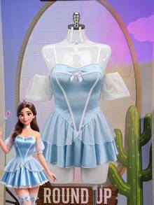 Fantasy Costume Fantasy Costume Bộ đồ lót 3 món gợi cảm bằng vải lưới xuyên thấu, hở lưng. - Nhiều màu - Xem 4