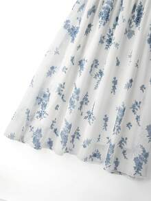 GlowEve Falda plisada con estampado floral azul, elegante y casual para uso diario y playa, de verano - Azul - Ver 5