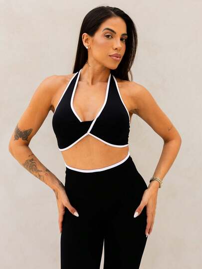 Maju Mazalli Women Solid Color Splicing Sleeveless Simple Top And Long Pants Yoga Color Blocking Sports Suit Workout Women Set Women Leggings Set Gym Women Outfit