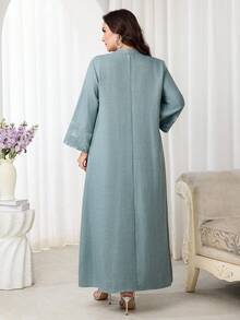 Al Najma 大码女式V领碎花休闲派对连衣裙 - 綠色 - 查看 2